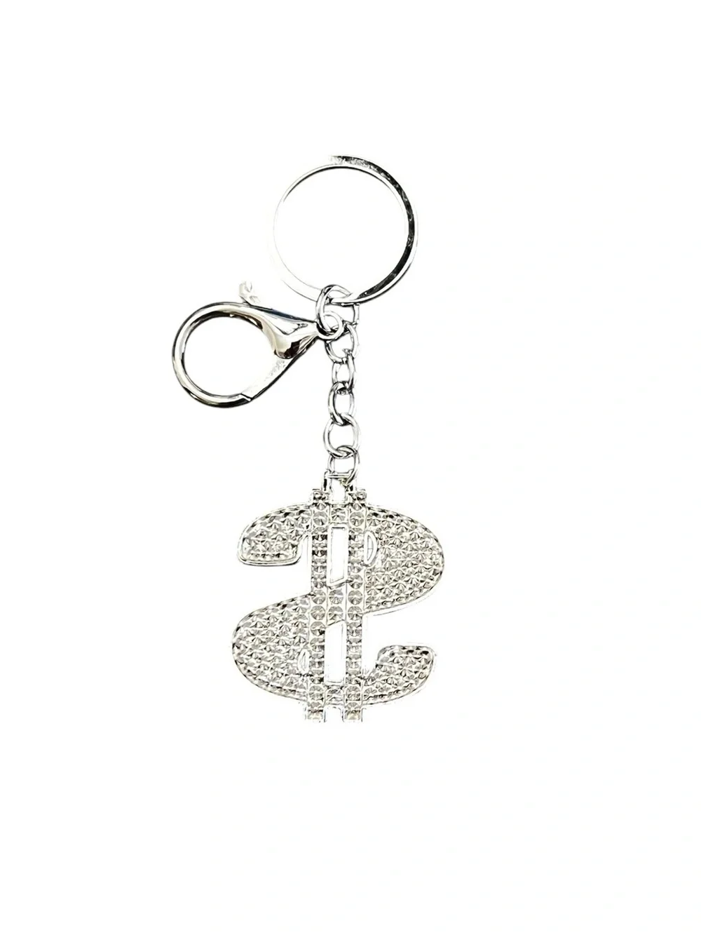 Money Dollar Sign Currency Allover Rhinestone Bag Charm Keychain Make it Rain
